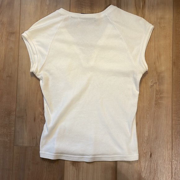 Aeropostale small slim fit white top cap sleeve lace up front 100% cotton size s - Picture 5 of 12